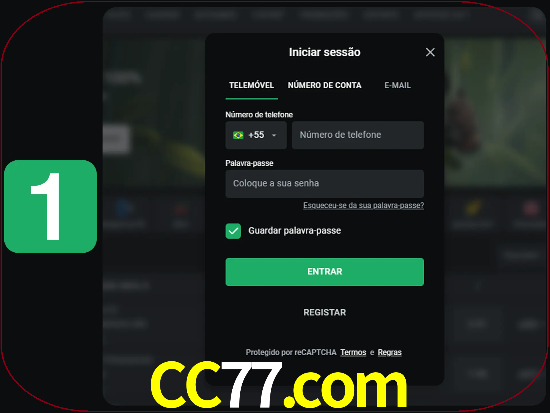 Clique no botão Entrar.